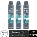 Dove Anti-Perspirant Men+Care Advanced 72H Protection Deodorant 200ml, 3 Pack