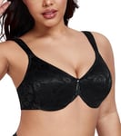 Lemorosy Soutien-Gorge Minimiseur Femme Bonnets Pleins à Armature Support Comfort pour Grande Taille (Noir,95D)