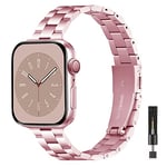 Harikiri Metal Straps Compatible with Apple Watch 38mm 40mm 41mm 42mm 44mm 45mm 49mm for Women Men,Stainless Steel Slim Watch Strap Adjustable for iWatch Series 9 8 7 6 5 4 3 2 1 SE