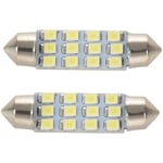 Tlily - 2X 12 smd 3528 led Blanc Voiture Interieur C5W Dome Feston Ampoule Lampe dc 12V 42mm