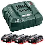 Metabo 685132380 18V Basic Set 3 x 4.0Ah LiHD Batteries With ASC 55 Charger