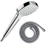 Pommeau de douche HANSGROHE Croma Select E EcoSmart blanc/chromé + flexible de douche 1,25 m HANSGROHE Metaflex chromé