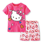 Flickor Disney Karaktär Pyjamas Set Barn T-Shirt Toppar Shorts Sovkläder Pyjamas Hello Kitty A 7 Years