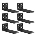 MLOQI Lot de 6 Equerre Etagere Murale, équerre Industrielle,Equerre Charge Lourde,5 mm D'épaisseur, Support Invisible étagère Murale avec Vis (Noire 12,7 cm)