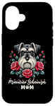 iPhone 16 Roses Flowers Miniature Schnauzer Mom Schnauzers Case