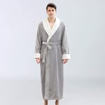 Men's nightgown Oversized Dressing Gown Autumn Winter Home Robe Plus Warm Bathrobe For Men Thick Long Coat Robes M(40-60kg) LightGrey