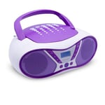 MOOOV Pop Purple, Lecteur CD Portable, Lecture CD-R/CD-RW/CD-MP3, Radio FM, Port USB, Son Stéréo 6W, Poignée Ergonomique, Fonctionne sur Secteur ou Piles - 477404