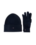 Tommy Hilfiger Coffret Cadeau Femme Essential Bonnet & Gants, Bleu (Space Blue), Taille Unique