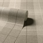 Hessian Country Tartan Check Textured Beige 294903 Arthouse Wallpaper