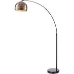 Lampadaire Arquer arc lampe de salon abat-jour bronzée pied marbre noir Teamson Home VN-L00010AB-EU - Gris