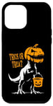 Coque pour iPhone 12 Pro Max Trick or Treat T-Rex Creepy Jack O' Lantern pour Halloween