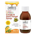 Zarbee's Children’s Cough & Sore Throat Syrup, 100ml, For Kids from the Age of 2, Honey-Based Relief for Dry or Chesty Cough, Sore Throat Relief, Alcohol Free, Free from Lactose, Cough Syrup For Kids