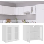 Armoire en verre suspendue Armoire de cuisine Meuble haut Cuisine Blanc 60x31x60 cm Aggloméré 78605