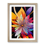 A Feisty Flower Framed Print for Living Room Bedroom Home Office Décor, Wall Art Picture Ready to Hang, Oak A4 Frame (34 x 25 cm)