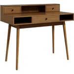 Homcom - Bureau ordinateur table informatique design vintage avec rangements 3 tiroirs 3 niches pieds en bois massif de pin 110 x 54 x 91,5 cm aspect