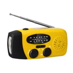 Veva radio med solceller / ficklampa - 2000mAh Powerbank Yellow