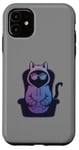 Coque pour iPhone 11 Funny Gamer Cat Cool Jeu vidéo Kitty Funny Gaming Cat Meme