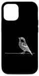 Coque pour iPhone 14 Pro Line Art Oiseau et Ornithologue Pin Siskin