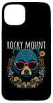 Coque pour iPhone 15 Plus Rocky Mount NC Fun Ours portant des lunettes Motif fleurs