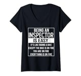 Womens Funny inspector design saying: being an inspector is easy V-Neck T-Shirt