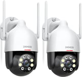 2K Camera Surveillance WiFi Extérieure, 360° PTZ Caméra Surveillance, Détection Mouvement, Vision Nocturne en Couleur, Alerte Instantanée, Audio Bidirectionnel, Étanche IP66, 2 Pack