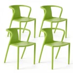 Lot de 4 chaises en plastique vert  Oviala