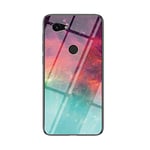 BRAND SET Coque pour Google Pixel 3a Coque avec Revêtement Arrière en Verre Trempé avec Motif Couleur Starry Sky + TPU Silicone Souple Antichoc Case Cover per Google Pixel 3a-CSXK