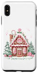 Coque pour iPhone XS Max Jolie maison en pain d'épice avec flocons de neige en glaçage rose