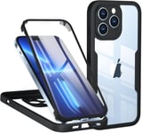 Coque Pour Iphone 16 Pro Max, Antichoc Housse Avec Protège Écran, De Téléphone 360 Protection Complet Portable Double Face Transparent Bumper Robuste Intégrale Étui Pour Iphone 16 Pro Max - Noir