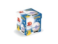 Ravensburger - Puzzle 3D Pokemon Pokeball Bola Cura, Pokebola rosa, puzzles niños 6 años, construcción, 54 piezas numeradas, Fácil montaje, Incluye un soporte para decorar