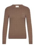 Stretch Cotton Cable C-Neck Brown GANT