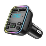 Auton Bluetooth 5.0 -lähetin 5v2.1A Dual USB LED -näyttö Monitoiminen autolaturi Handsfree UDisk Music Play tupakansytytin