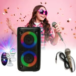 Enceinte portable Karaoke sur Batterie Enfant PARTY LEO-250 USB Bluetooth - Micro - Jeu de Lumière rotatif - Anniversaire - Boum