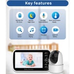 5in Infant Monitor 720P HD Night Temperature Monitoring Two Way Talk UK