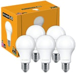 7W E27 Skruvsockel B22 Bajonett LED-lampa, A60 Form, 3000K Varmvit, Flimmerfri Belysning, Aluminium och Plast (5-pack)