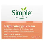 Simple Protect 'N' Glow Brightening Gel Face Cream Facial Moisturiser With Antioxidant Vitamins C & E And Ginger Root For A Radiant Glow 50 ml