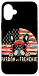 Coque pour iPhone 16 Plus Bouledogue français Pardon My Frenchie America Retro Sunset Dog