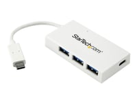 Startech.Com 4 Port Usb C Hub With 1X Usb-C & 3X Usb-A Ports (Superspeed 5Gbps), Usb Bus Powered, Compact Portable/Laptop Usb 3.0 Adapter Hub, Usb 3.1 Gen 1/Usb 3.2 Gen 1 Type-C Hub, White - Windows/Macos/Linux (Hb30c3a1cfbw) - Hub - 3 X Superspeed