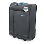 Pierre Cardin Emirates Cabin Approved - Soft Sided 19 Inch Suitcase with Wheels, KLM Flybe Fits Into 55x40x25 Luggage Cage Soft Shell | Light 1.8kg 48cm 22L CL614 (Charcoal & Light Blue, Extra Small)