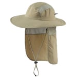 Magracy Chapeau de soleil UPF 50+ pour homme avec protection du cou à large bord en maille chapeau de safari chapeau de pêche, Vert clair kaki, Taille unique