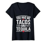 Womens Tacos And Tequila Lover Gift Funny Cinco De Mayo Fiesta V-Neck T-Shirt