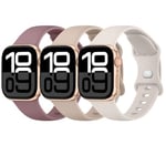 Meliya 3 Pièces Bracelet Compatible avec Bracelet Apple Watch Series 10 9 8 7 6 5 4 3 Ultra Ultra 2 SE SE2 Femme, Souple Silicone Bracelet de Remplacement avec Apple Watch 41mm 40mm 38mm 42mm