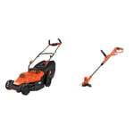 BLACK+DECKER Tondeuse Filaire 1600W, Tondeuse à Gazon Electrique 38 cm, 6 hauteurs réglables & Coupe-Bordures Filaire 450W, Coupe-Bordures Electrique 25 cm avec 2 Poignées