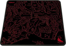 Drakkar Tapis de Souris Gaming Medalland 32 x 27 cm - Surface Microfibre antidérapante - Caoutchouc - Motif Carte Viking - Noir et Rouge