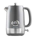 Daewoo Denver Collection, 1.5 Litre Kettle In Smoked Grey, Fill Up To 6 Cups In One Boil, Rapid Boil With 360° Swivel Base, Visible Water Window, Temperature Gauge, Elegant And Stylish Design