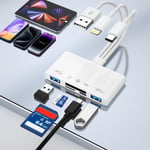 Lecteur Carte Sd Tf - Adaptateur Carte Sd 5 En 3 Avec Carte Sd/Tf/Micro Sd + 2 Usb A + Usb C Audio Port, Lecteur De Carte Mémoire Pour Iphone/Ipad/Android/Mac Book, Supporte Sd/Micro Sd/Sdhc/Sdxc