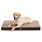 Bedsure Extra Large Dog Bed Washable - Orthopedic Dog Pillow and Mattress Mat for Dog Crate with Removable Plush Sherpa Cover, Brown, 112x81x7.6cm