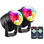 YAZEKY Boule Disco,Jeux de Lumiere pour Soiree,2 Pack Boule Lumineuse 360° Rotative,Lumière Soirée Lampe de Scène 7 RGB Couleurs avec Télécommande,Boule à Facette pour Fête,Karaoké,DJ,Noël,Bar