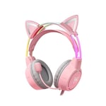 Onikuma X15 PRO Gaming Headset med katteører og LED - Pink&lt;