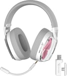 Attack Shark L60 Casque Gaming sans Fil Ultra-léger, 2,4G/Bluetooth/Filaire, Casque de Jeu et Mobile Multiplateforme sans Fil, Micro Amovible, Contrôle du Volume Stéréo pour PC/Phone - Rose